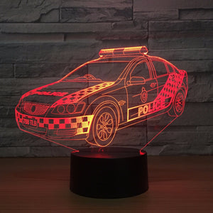 Acrylic Police Car USB Nightlight