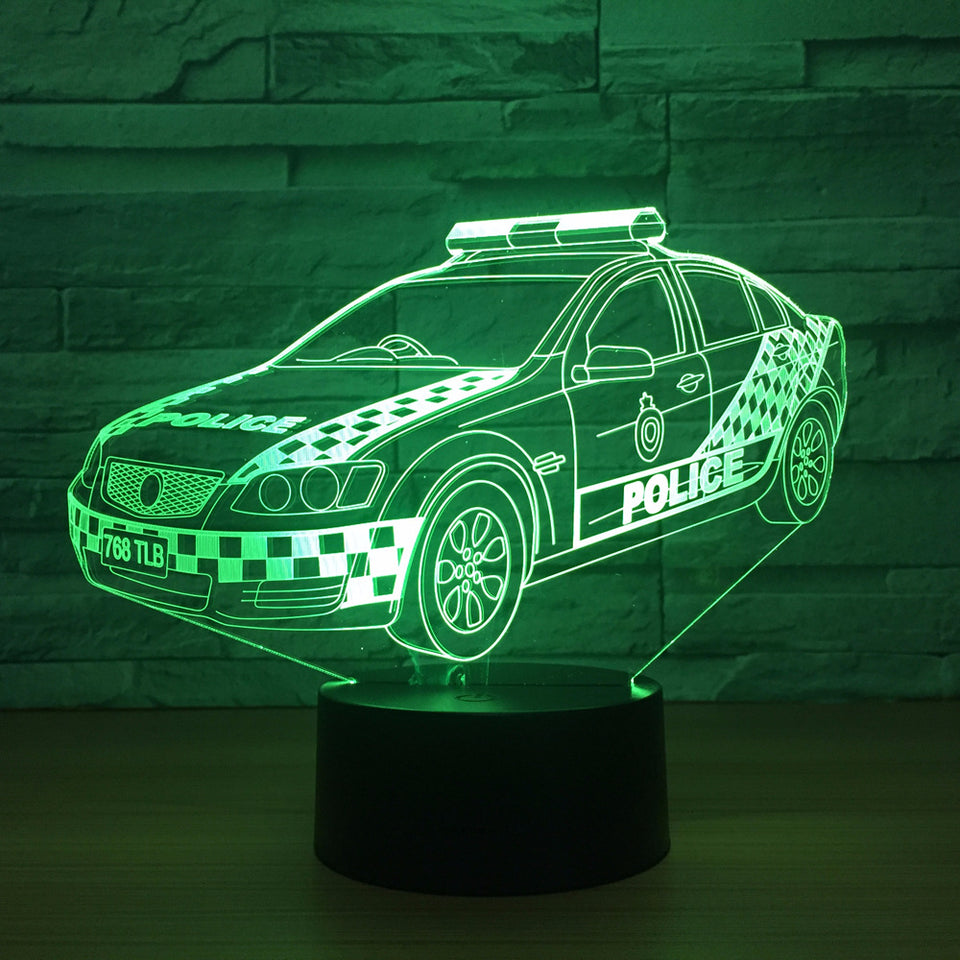 Acrylic Police Car USB Nightlight